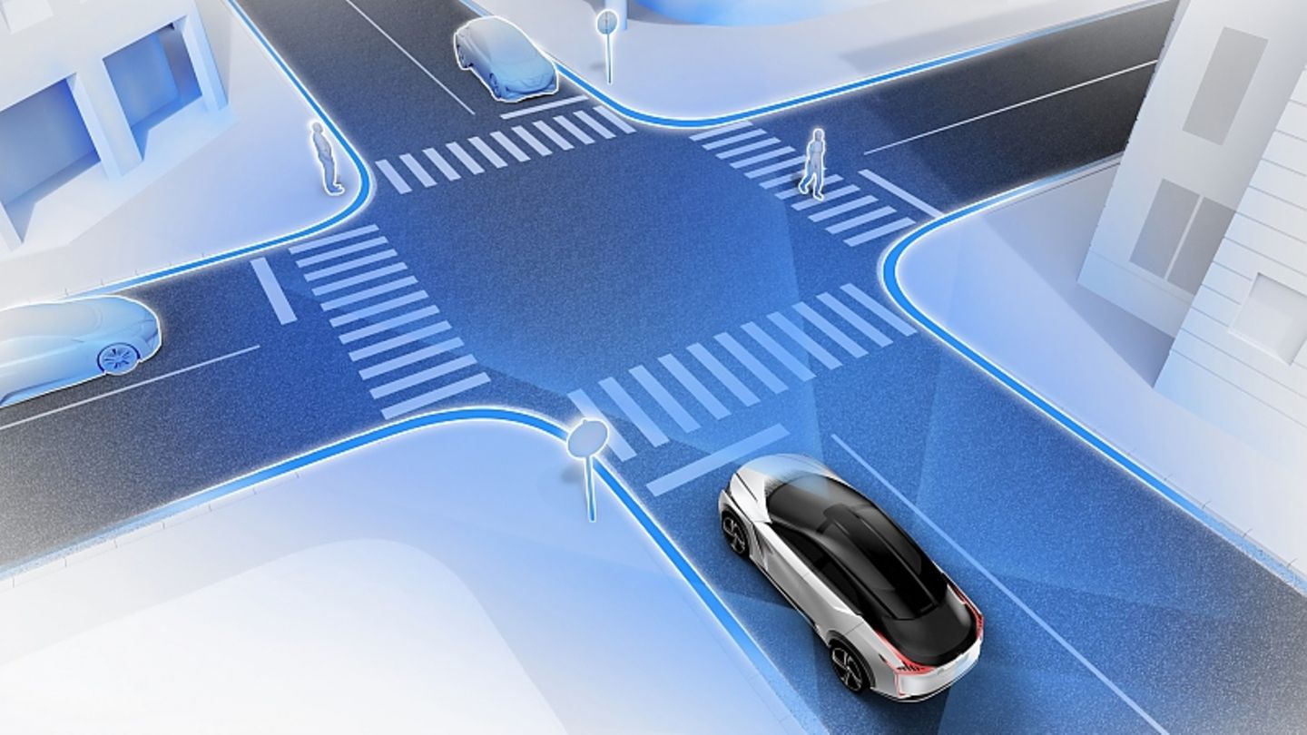 Das Nissan IMx zero emission concept vehicle fährt voll autonom