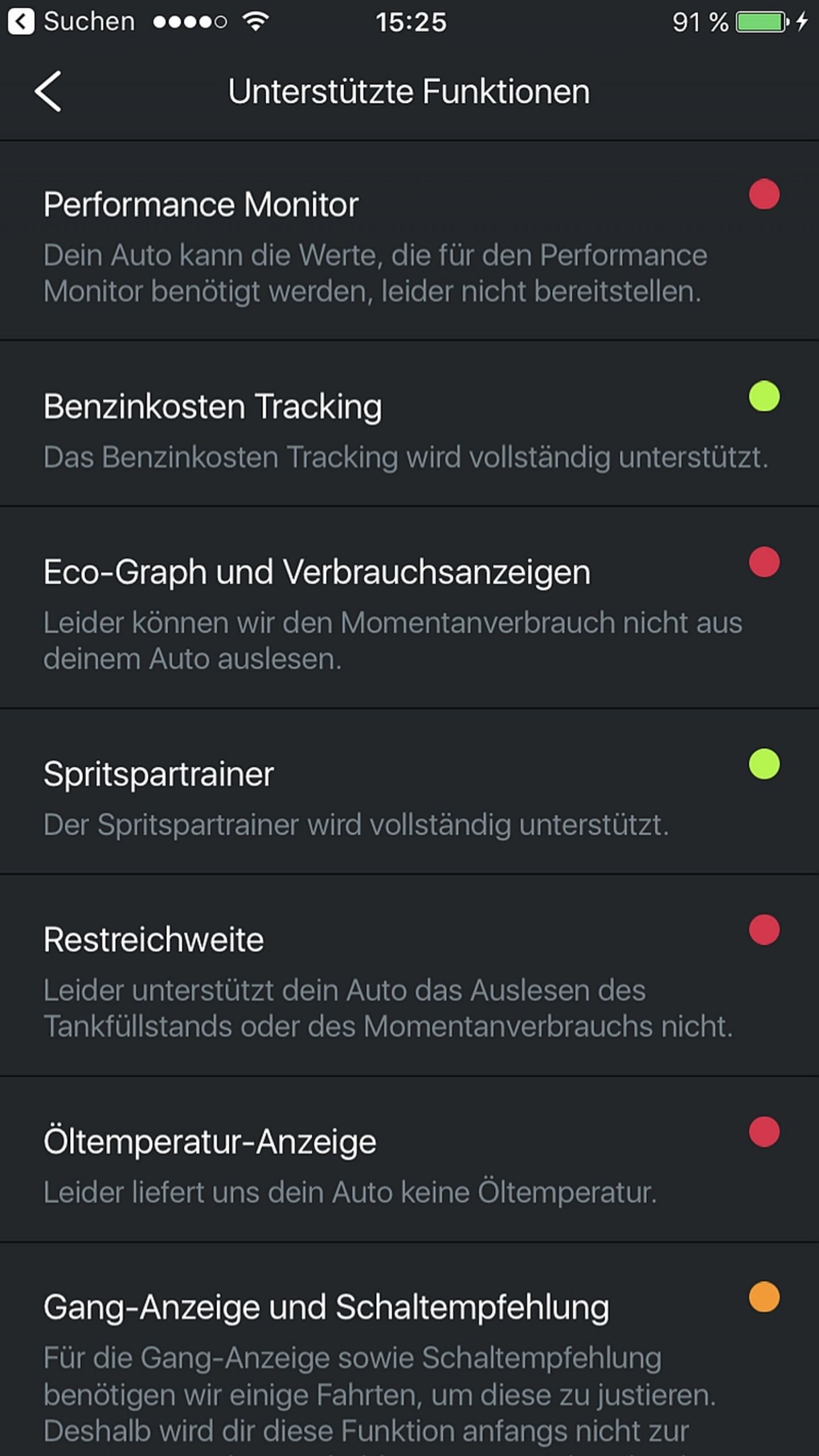 Der Funktionsumfang ist abhängig von den Daten, die über die Diagnose-Schnittstelle freigegeben werden