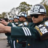 Südkoreanische Sicherheitskräfte bei Schießübungen.