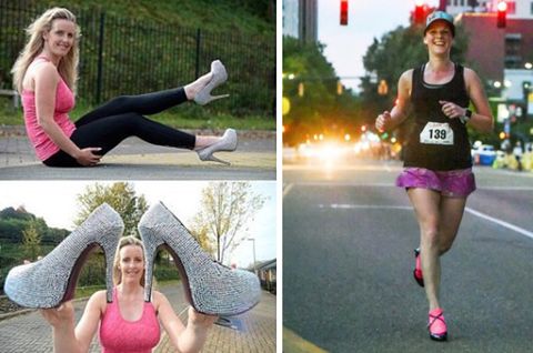Weltrekord: Frau läuft kompletten Marathon in High Heels