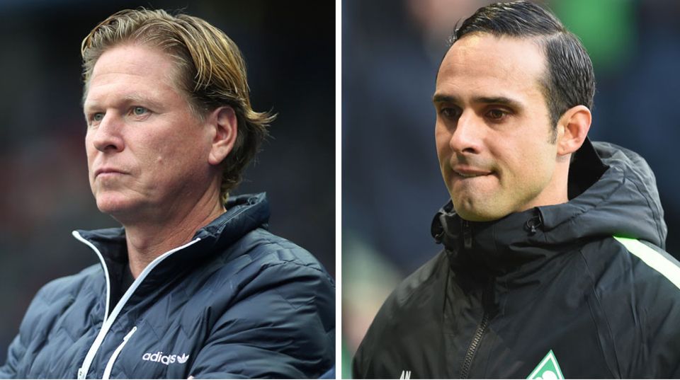 Doppelte Ratlosigkeit: Nach einer bislang für Beide desaströsen Bundesligasaison wird die Luft für die Trainer Markus Gisdol (Hamburger SV) und Alexander Nouri (Werder Bremen) dünner. Bundesliga-Trainer Markus Gisdol (Hamburger SV) und Alexander Nouri (Werder Bremen)