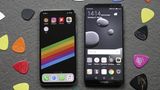Konkurrenz aus China: Rechts neben dem iPhone X liegt das Huawei Mate 10 Pro. Es hat ein Sechs-Zoll-Display, allerdings minimal größere Rahmen.