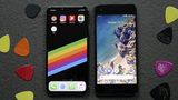 Das iPhone X neben dem Google Pixel 2 (nicht das XL-Modell).