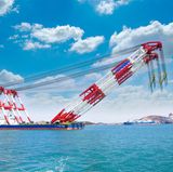 Hyundai 10000: Der 182 m lange Koreaner verfügt über 8 Einzelkrane mit einer Gesamttragfähigkeit von 10.000 Tonnen, damit kann er ohne Weiteres den Eiffelturm tragen – Platz 3.