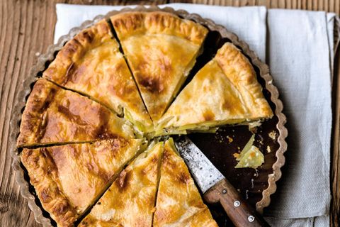 Die Tourte Berrichonne, eine pikante Kreuzung aus Gratin und Blätterteigkuchen