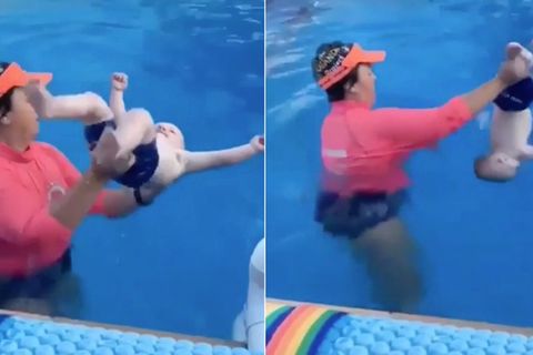 Schwimmtraining für Babys: Mutter sorgt mit Video von Sohn für Aufruhr - dabei will sie damit Leben retten
