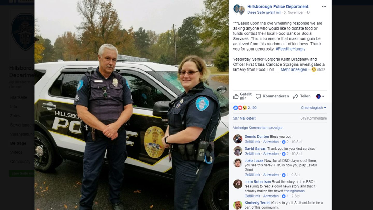 Facebook-Post des Hillsborough Police Department