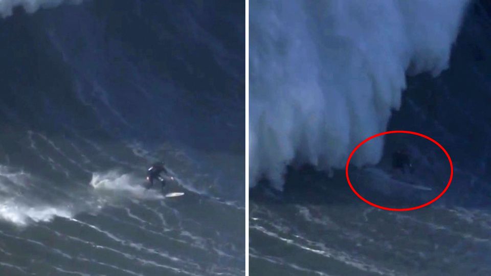 Portugal: Surfer bricht sich bei Sturz in gigantischer Welle den Rücken