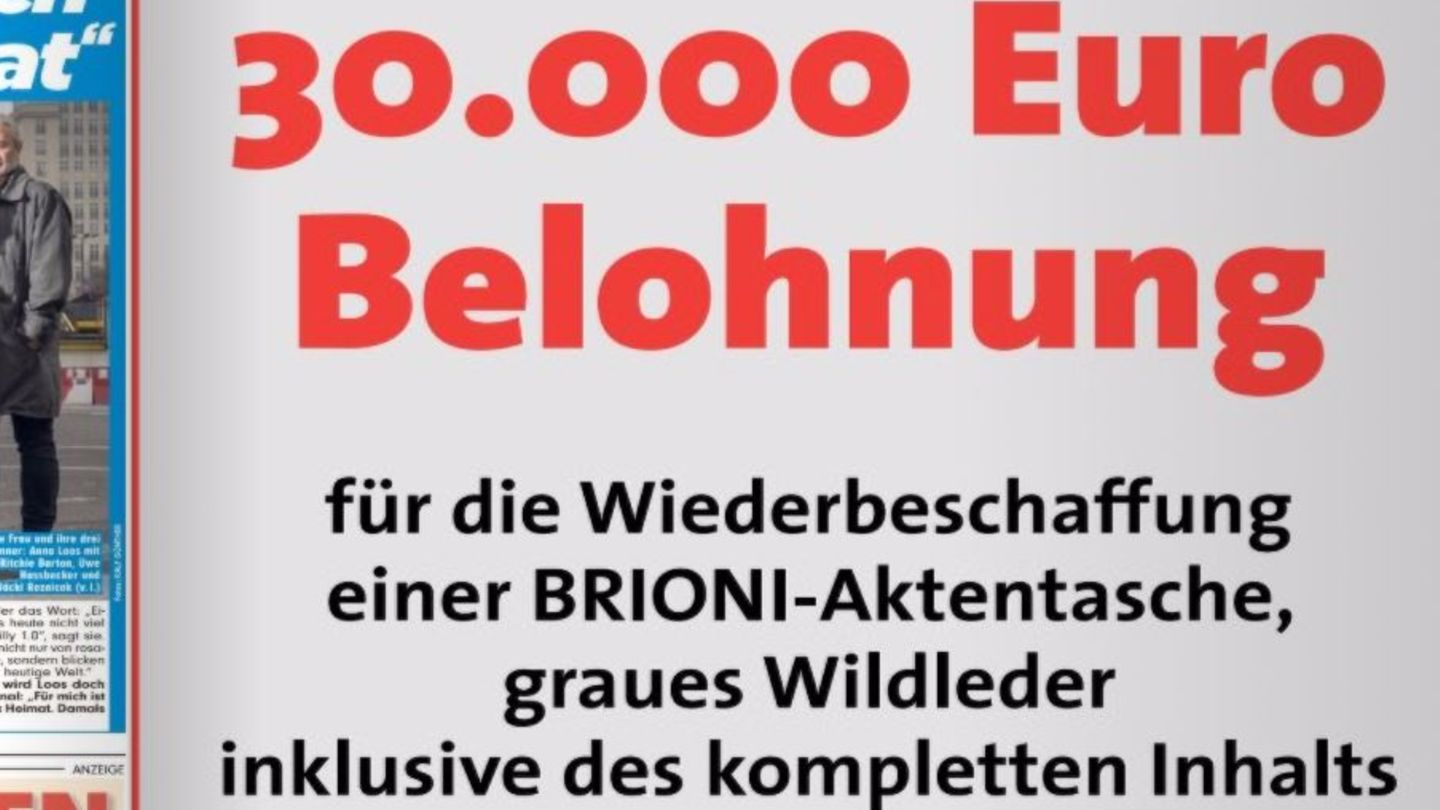 Kostenintensive Suche: Zu der Belohnung kommen womöglich noch einmal über 23.000 Euro für die Anzeige in der "Bild"-Zeitung