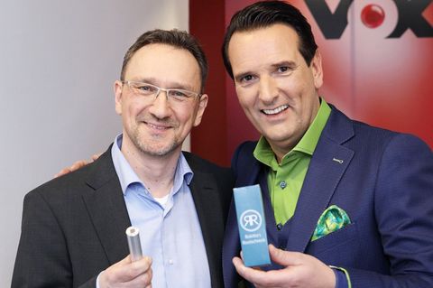 Rostschreck-Erfinder Oliver Rokitta und sein Löwe Ralf Dümmel
