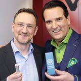 Rostschreck-Erfinder Oliver Rokitta und sein Löwe Ralf Dümmel