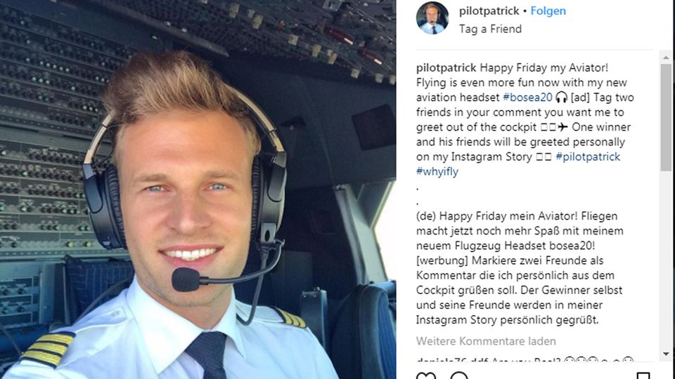 Als "pilotpatrick" postet der 30-Jährige auf Instagram