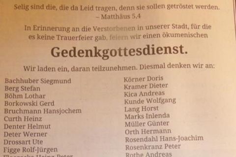 Aktion der Stadt Wuppertal: Eine Traueranzeige für die 47 einsamen Toten