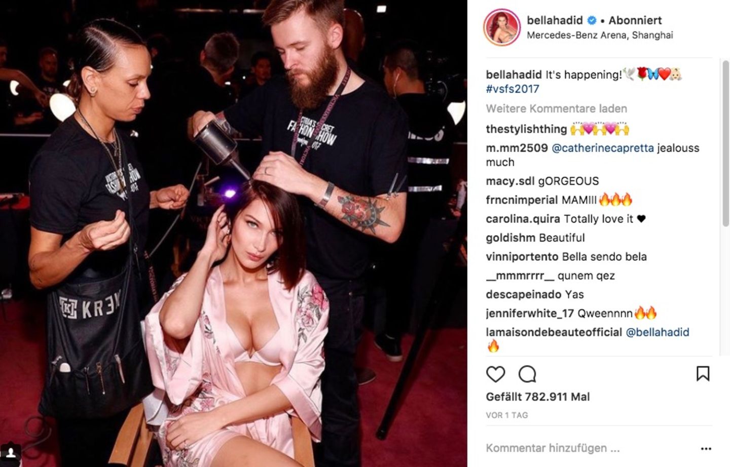 Bella Hadid Backstage bei der Victoria's Secret Fashion Show in Shanghai