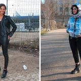 Leder scheint der sicherste Weg, um Einlass zu erlangen. Doch auch der unkonventionelle Raumfahrerlook (rechts), mit robustem Schuhwerk, gelangte steil nach oben (zur Panoramabar im Berghain).