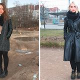 Bauchfrei geht im Berghain (fast) immer. Nach einem perfekten Ledermantel, wie rechts im Bild, sucht man im Vintage-Shop übrigens auch gern mal tagelang.