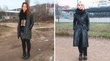 Bauchfrei geht im Berghain (fast) immer. Nach einem perfekten Ledermantel, wie rechts im Bild, sucht man im Vintage-Shop übrigens auch gern mal tagelang.