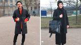 Tangerine (links) leuchtet auch auf dem dunkelsten Dancefloor. Selbst die auffällig große Tasche (rechts) war kein Hindernis fürs Berghain.