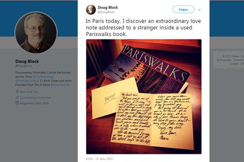 Auf Twitter sucht Dough Block nach Menschen, denen Henris Handschrift bekannt vorkommt