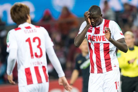 Wieder kein Tor, wieder keine Punkte: Die Kölner Spieler Guirassy (re.) und Osako während der 0:2-Pleite gegen Hertha BSC.