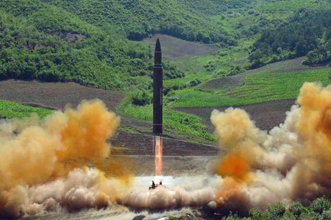 Im Juli verbreitete das nordkoreanische Militär Bilder vom Start der Hwasong-14.