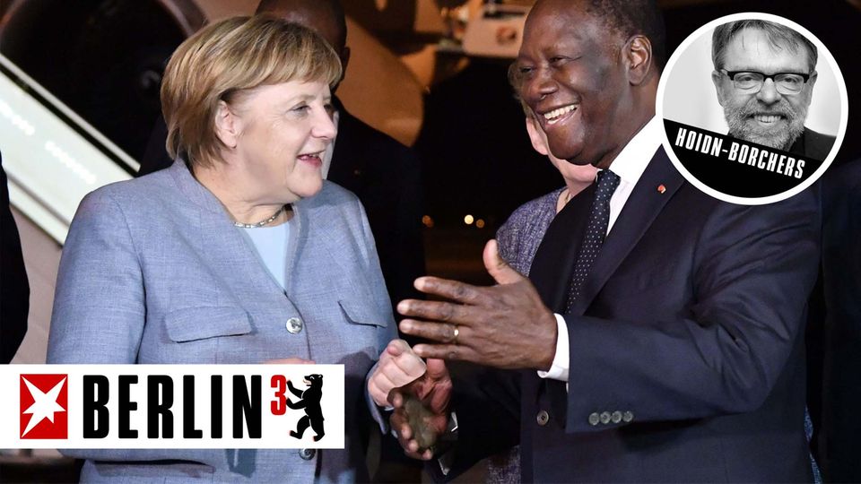 Angela Merkel im Gespräch mit dem Präsidenten der Elfenbeinküste Alassane Ouattara