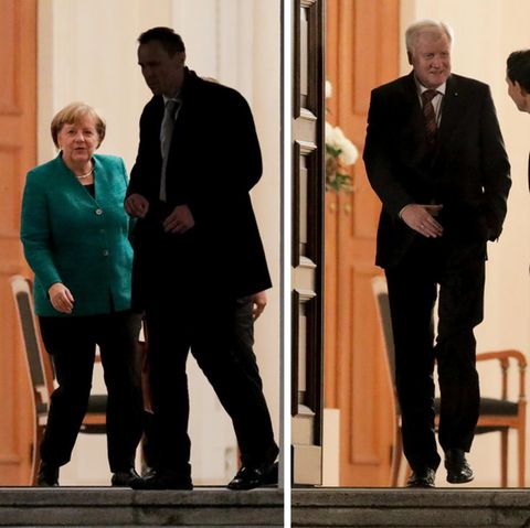 Nach dem Gespräch bei Bundespräsident Steinmeier verlassen Merkel, Seehofer und Schulz Schloss Bellevue einzeln