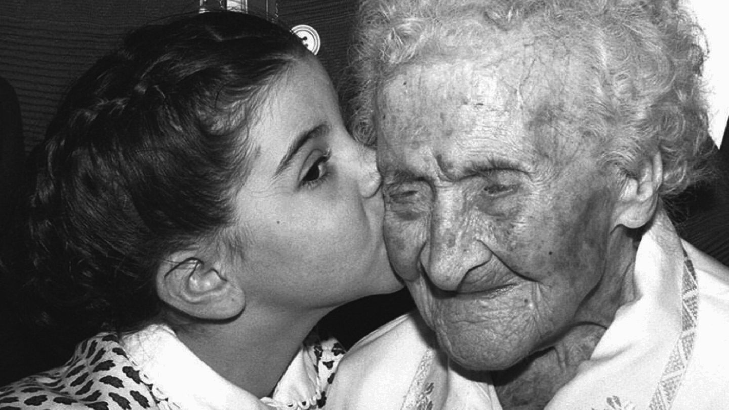 Jeanne Calment an ihrem 121. Geburtstag. Die Französin starb 1997 mit 122 Jahren.