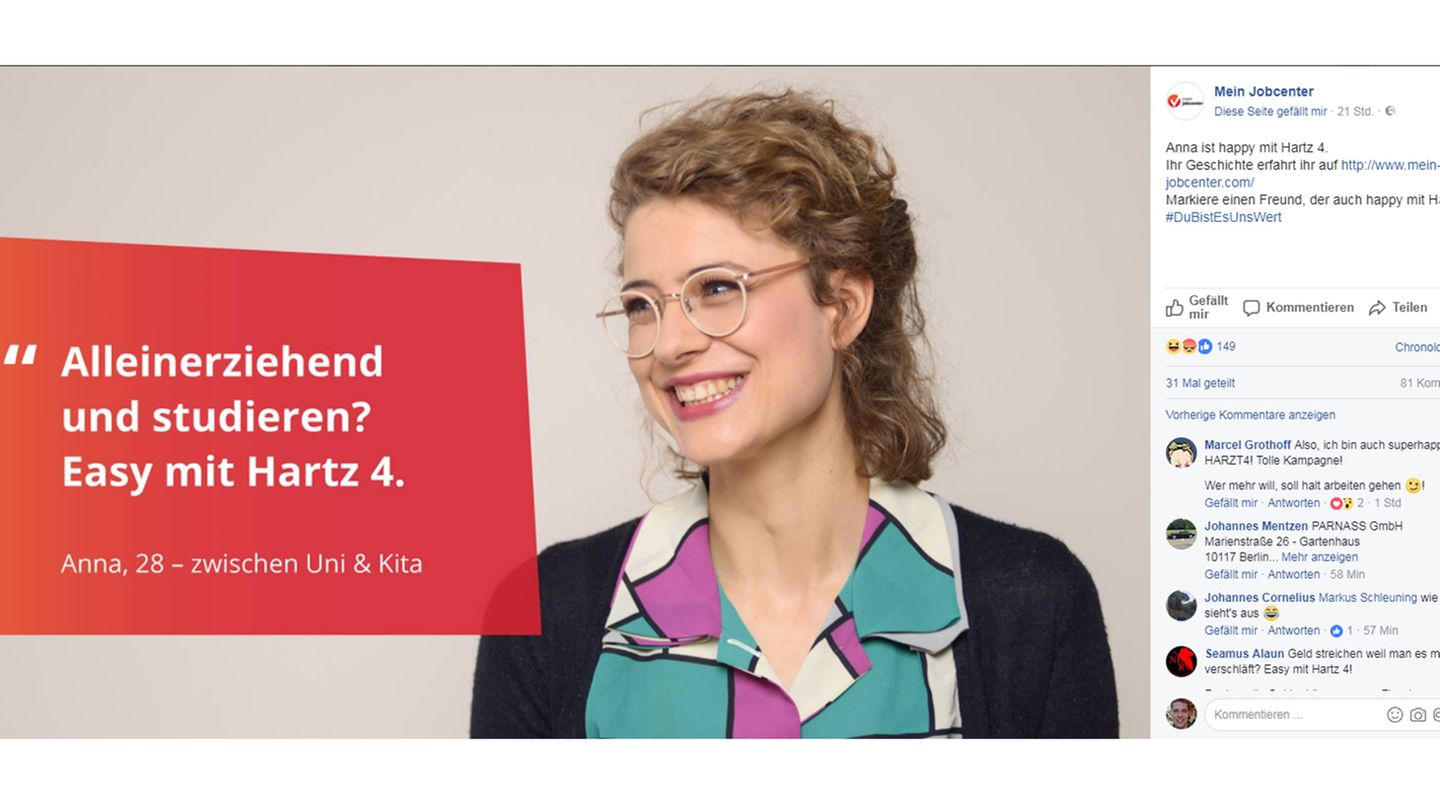 Werbemotiv der Hartz-Kampagne auf Facebook