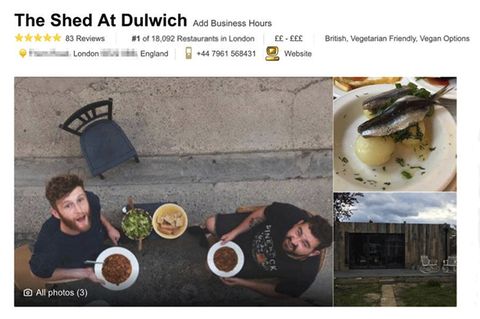 Das beste Lokal in ganz London - durch Fake-Bewertungen.