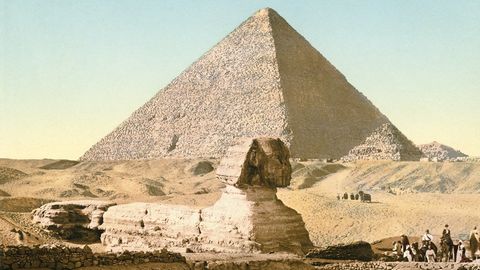 Der Sphinxtempel vor der Großen Pyramide in der Nähe von Kairo