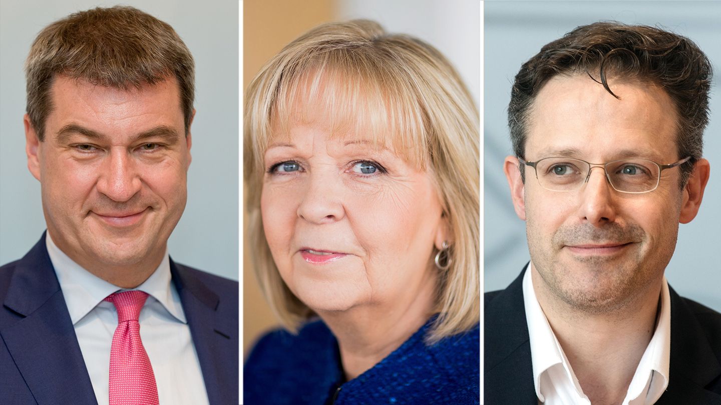 Markus Söder (l.), Hannelore Kraft, Marcus Pretzell