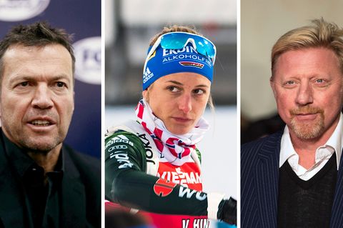Lothar Matthäus (l.), Vanessa Hinz, Boris Becker