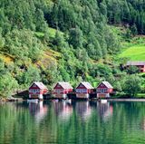Norwegen: Flåm  Eingebettet zwischen den dichten Wäldern der Berge, die bis zum Himmel reichen, liegt das Örtchen Flåm am Ende des Aurlandsfjords. In dem Nebenarm des Sognefjord beginnt die spektakuläre Eisenbahnfahrt über 20 Kilometer bis nach Kjosfossen.  Infos: www.visitnorway.de/reiseziele/fjord-norwegen/die-region-sognefjord/flam
