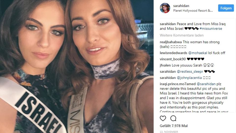 Unscheinbarer Schnappschuss, ungeahnte Folgen: Adar Gandelsman, Miss Israel, und Sarah Idan, Miss Irak