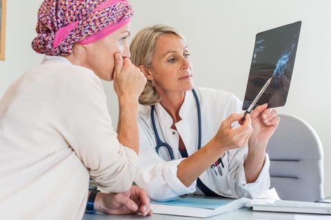 Wie Gen-Tests über eine Chemotherapie entscheiden sollen: Eine Brustkrebs-Patientin im Gespräch mit einer Ärztin