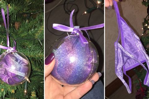 Der Schmuck für den Weihnachtsbaum der alten Dame entpuppte sich als sexy Unterwäsche