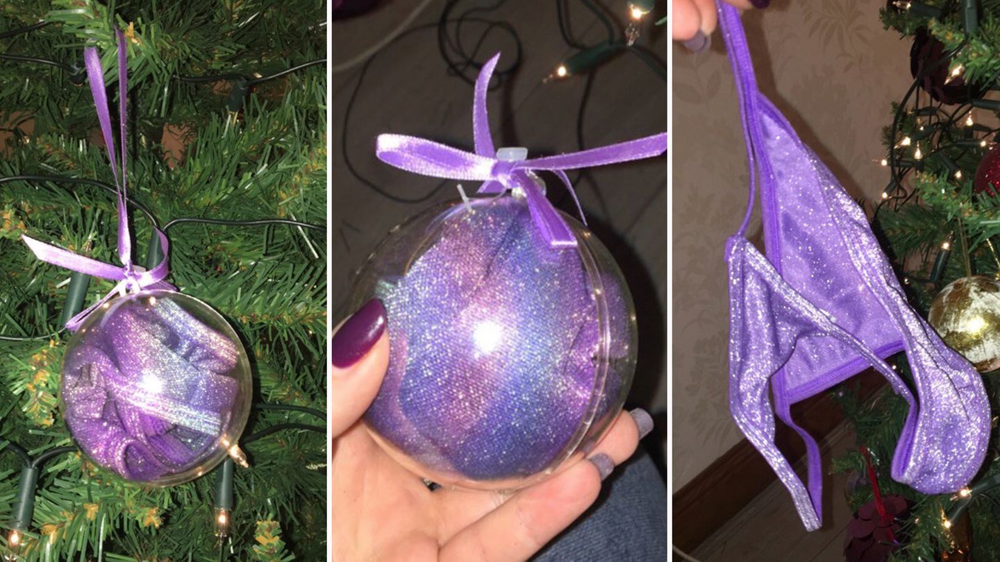 Der Schmuck für den Weihnachtsbaum der alten Dame entpuppte sich als sexy Unterwäsche