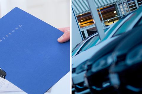 Bewerbungsmappe und Autohaus