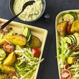 Röstkartoffelsalat mit Cottage Cheese