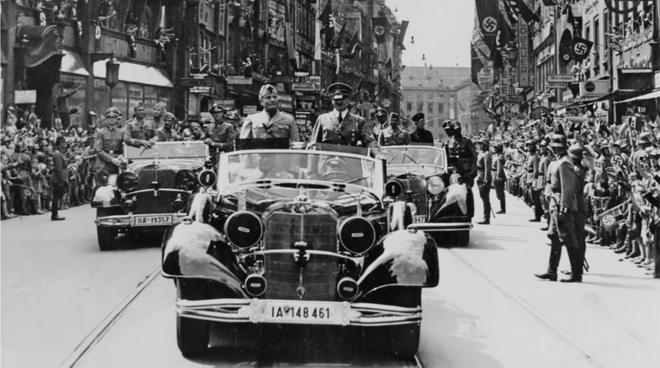 Hitler and Mussolini drove through Munich in car number 189744.