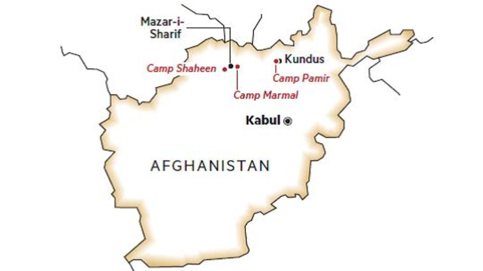 Soldaten am Hindukusch: Einsatzgebiet Die Deutschen, stationiert in Camp Marmal, sind zuständig für den Norden, eine Fläche fast halb so groß wie Deutschland Einsatzgebiet Die Deutschen, stationiert in Camp Marmal, sind zuständig für den Norden, eine Fläche fast halb so groß wie Deutschland