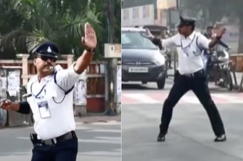 Moonwalk im Verkehr: Ist das der coolste Verkehrspolizist der Welt?