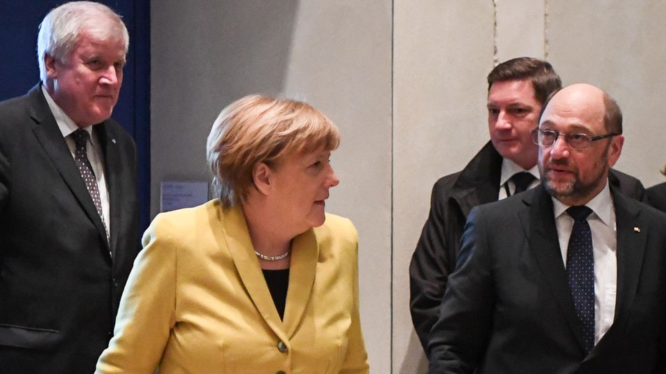 Bisher uneins über neue Groko: Horst Seehofer, Angela Merkel, Martin Schulz