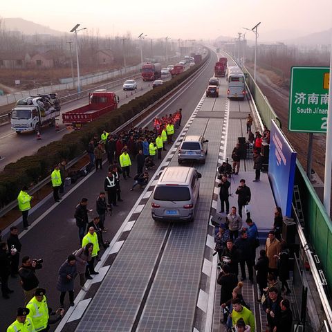 China: Erste Solarfahrbahn lädt E-Autos während der Fahrt auf