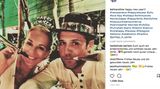 Mit Tröte und lustigen Hüten feierte Caroline Beil in Cancun, Mexiko