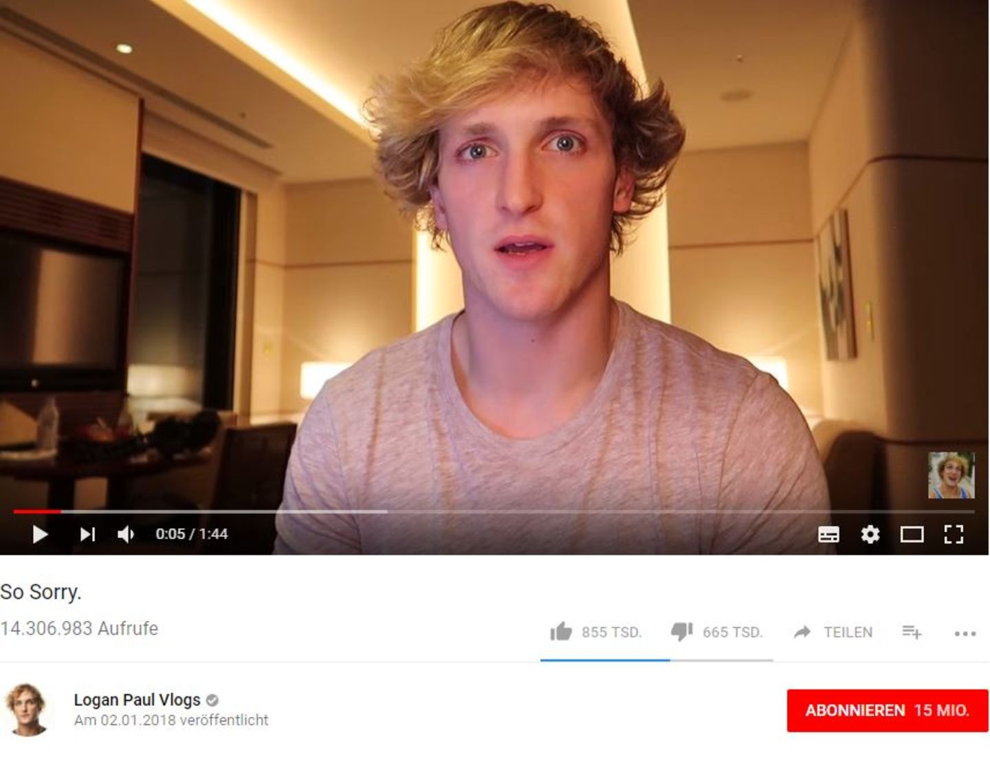Logan Paul postet Entschuldigungs-Video