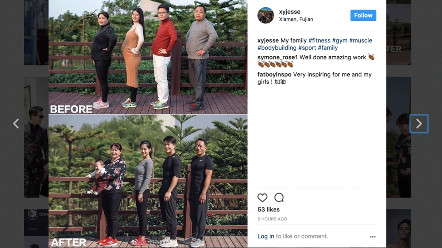 Ein Vorher-Nachher-Bild einer Familie in China