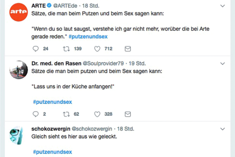 Drei Tweets mit dem Hashtag #putzenundsex