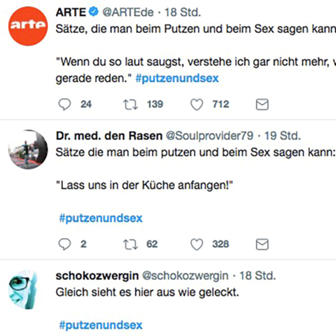 Drei Tweets mit dem Hashtag #putzenundsex